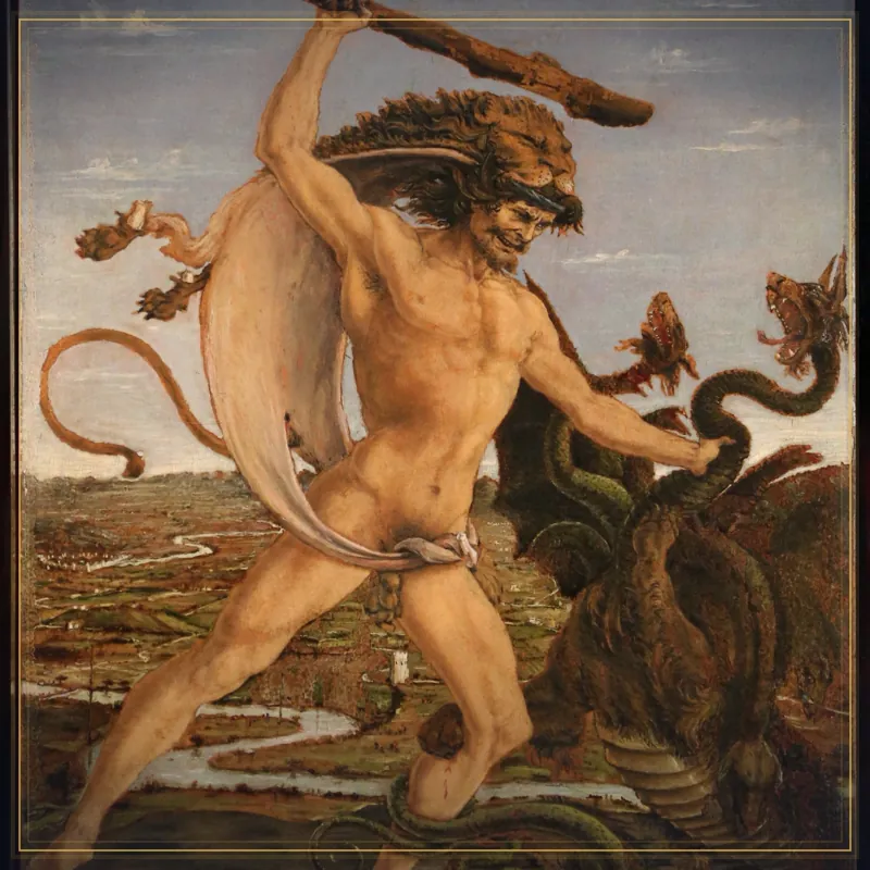 Hércules luchando contra la Hidra de Lerna, por Antonio del Pollaiuolo